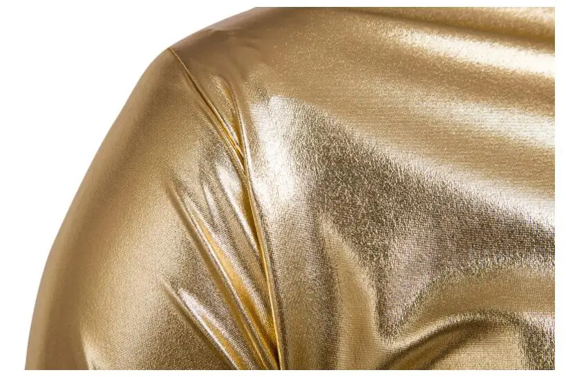 Glossy leather jacket men motorcycle coat slim jackets clothes personalized jaqueta couro stage street fashion gold silver | Мужская