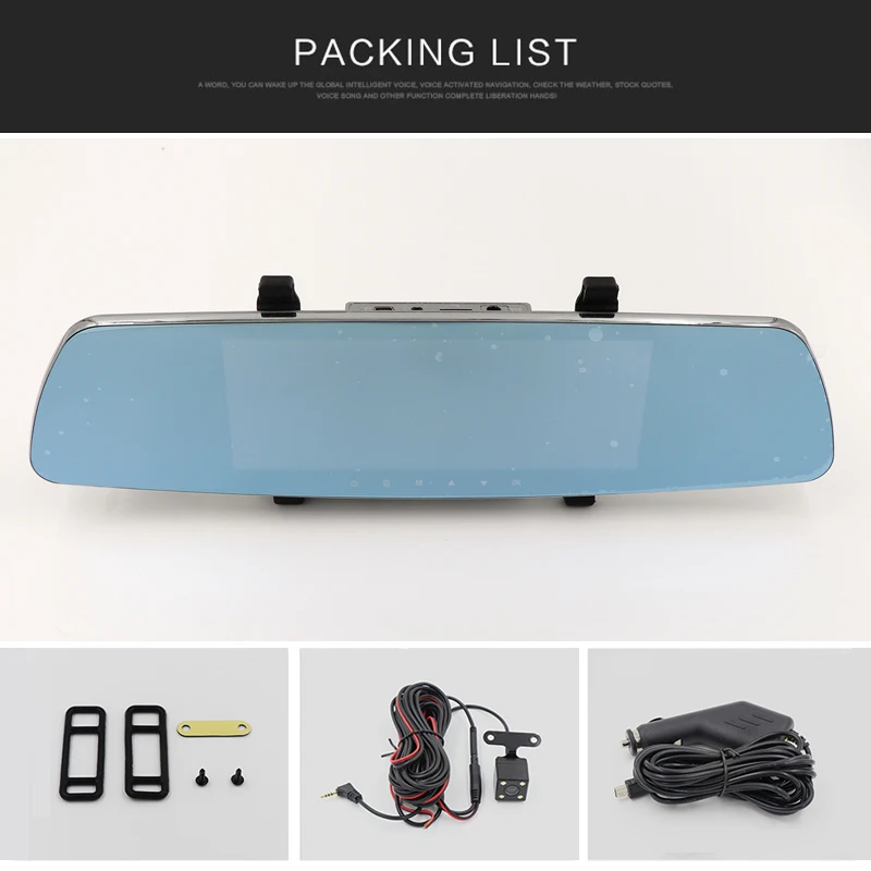 7-дюймовое Сенсорное зеркало заднего вида высокого разрешения с двумя