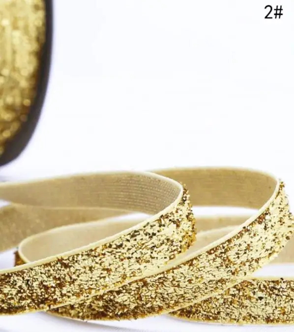 2Gold colour 5 м/лот 15 мм блестящая бархатная лента Свадебная вечеринка Рождественский обруч-украшение для волос ручной работы подарочная упаковка для девочек DIY бантик для волос - Цвет: 2Gold colour