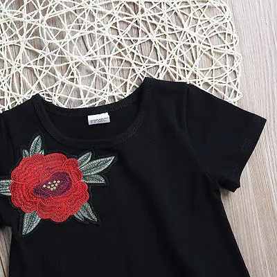 Коллекция 2017 года милое черное платье с цветочным рисунком вышивкой летнее