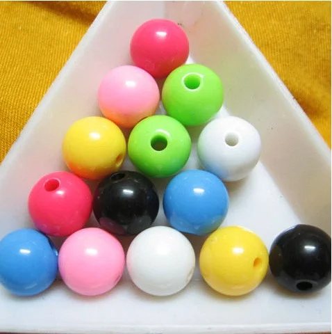 Оптовая продажа смешанные однотонные акриловые Круглые бусины-разделители для