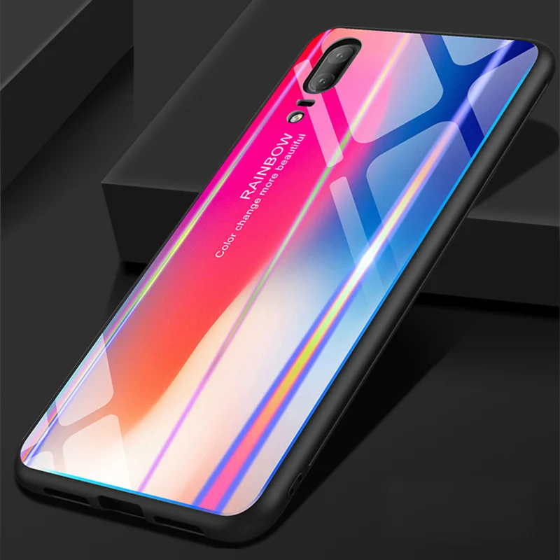 Чехол для Huawei P20 Discolor Nova 3E Lite 9H закаленное стекло градиентный цвет чехол Pro|case