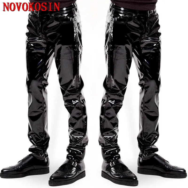 XX137 S 2XL 2018 Новые Сексуальные мужские облегающие брюки из искусственной кожи на