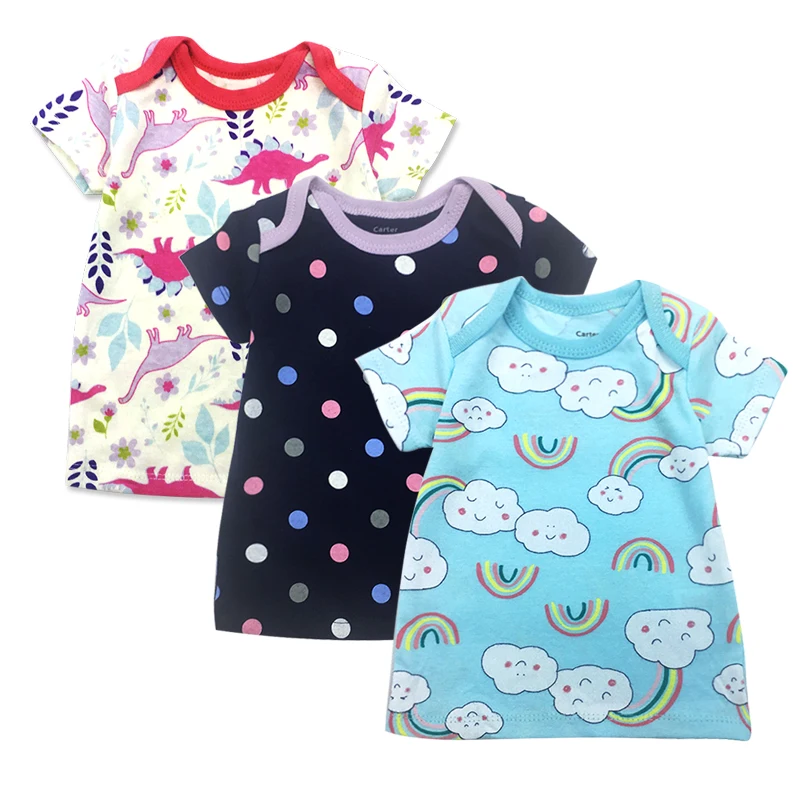 3 шт./лот новые брендовые футболки с короткими рукавами для маленьких девочек