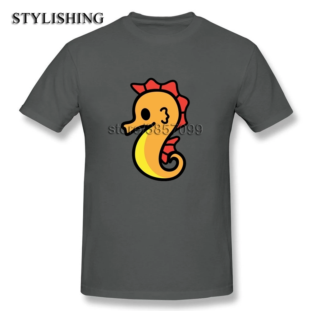 Art Design T Shirt For Men Pure Cotton Short Sleeves Cutie Seahorse XS-XXXL | Мужская одежда