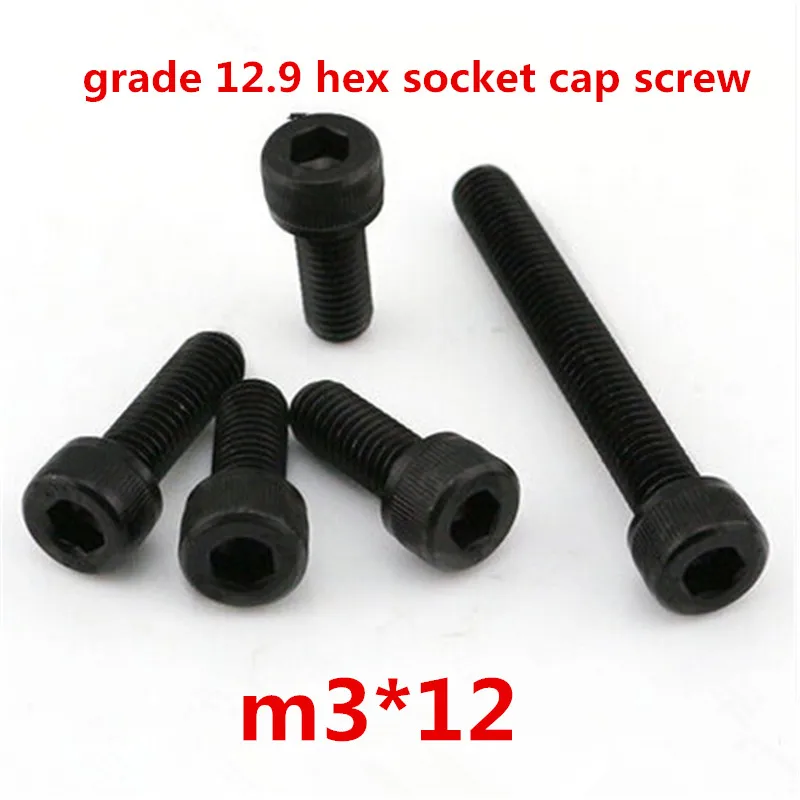

500pcs m3*12 high strength grade 12.9 alloy steel with black oxide hexagonal / hex socket head cap screw