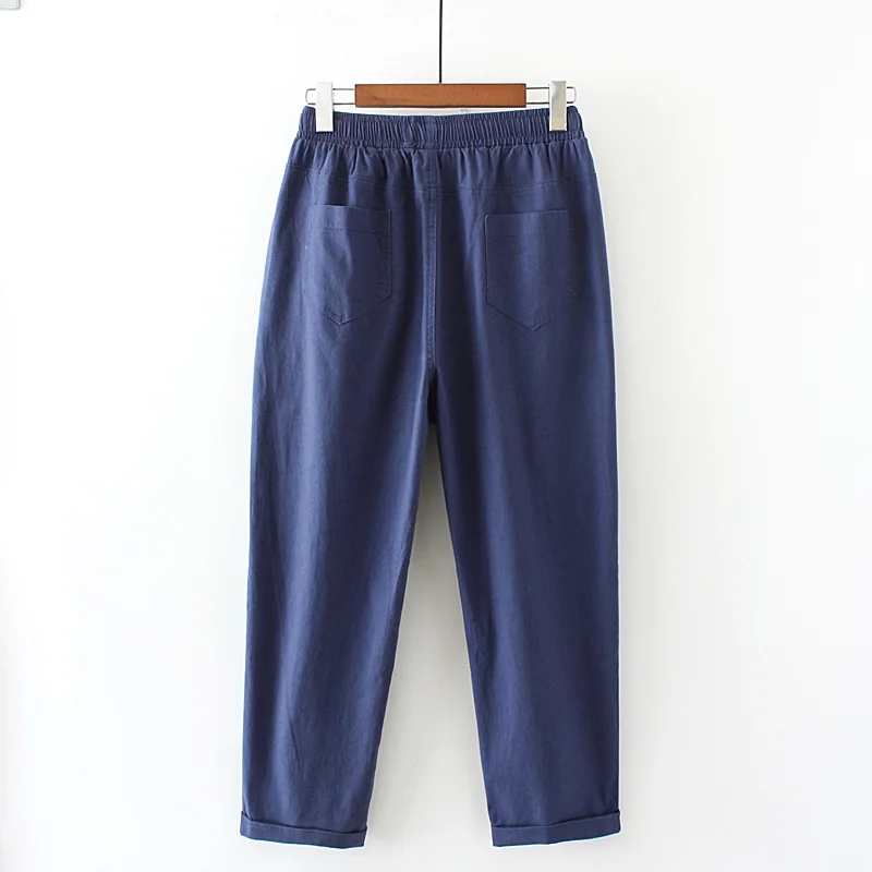 Новинка 2019 весенне-летние брюки из хлопка и льна повседневные свободные ярких