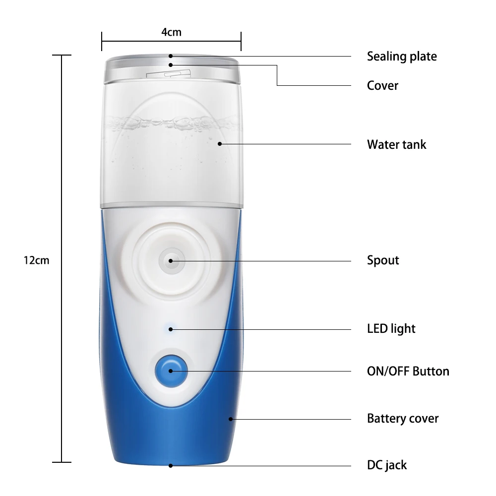 

Handhead Mini Ultrasonic Nebulizer Atomizer Inhaler Portable USB Rechargeable Mesh Nebuliser Humidifier Sprayer