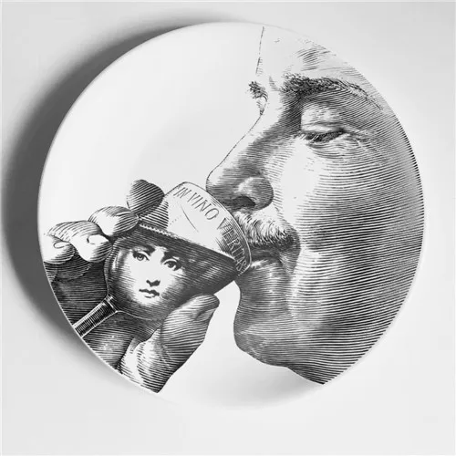 Rosenthal Piero fornasetti таблички черный/белый иллюстрации висит блюда по производству образцов/дома/отеля Декор Кавальери уход за кожей лица керамические изделия - Цвет: 24