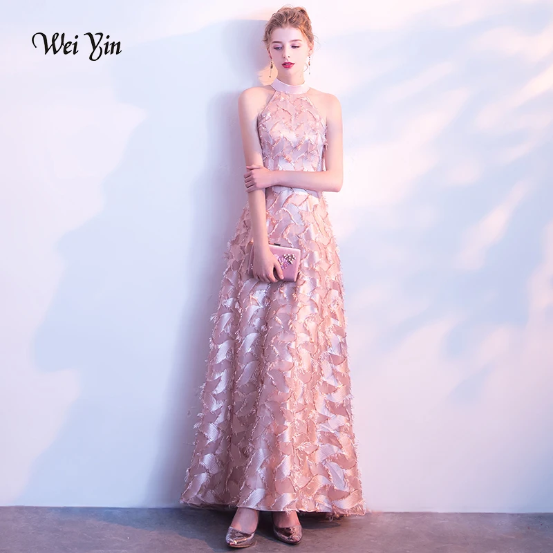Weiyin 2021 элегантное розовое длинное вечернее платье, сексуальное кружевное платье до пола для выпускного вечера, вечерние платья, платье для ...