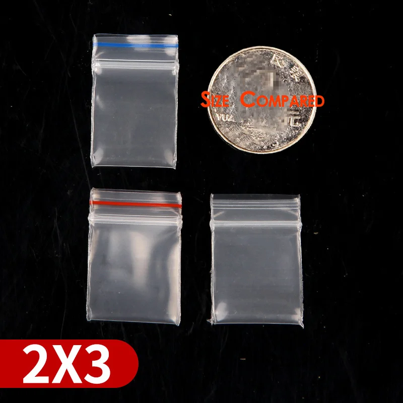 Red Edge 2x3CM Красное голубое обрамление толстом каблуке прозрачные пакеты с застежкой zip-lock небольшой Пластик мешок с застежкой-молнией 100 шт. несколько Размеры Ziplock таблетки расфасованный по пакетам - Цвет: Red Edge 2x3CM