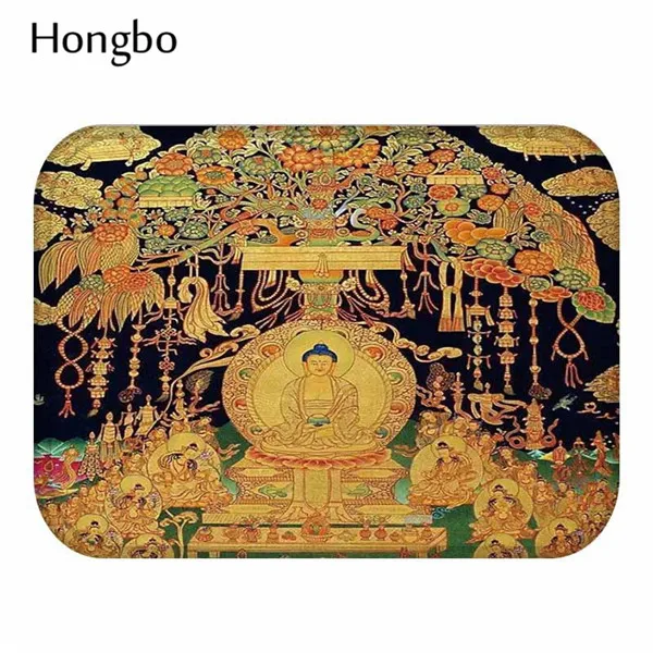2 Hongbo Будда статуя Коврик для двери узор Декоративный Коврик Нескользящие двери впитывающие коврики коврик для ванной комнаты - Цвет: 2