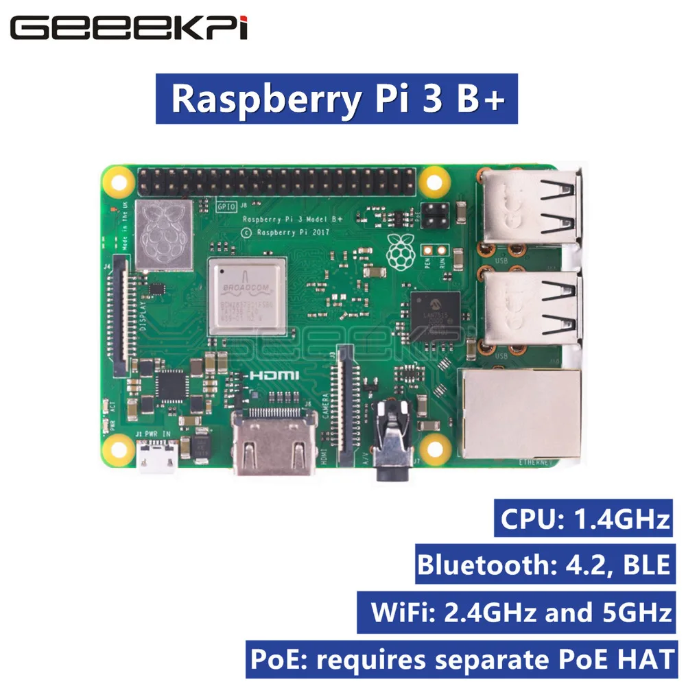 

GeeekPi Clear ABS Case Hestsink Fan Bag! Original Raspberry Pi 3 B Plus RPI 3b Plus 1GB RAM 1.4GHz 64bit CPU WiFi