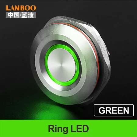 Green LED Ring LANBOO 40 мм кнопочный переключатель вкл. Выкл. 1NO1NC SPST или 2NO2NC DPDT водонепроницаемый переключатель с разъемом провода - Цвет: Green LED Ring