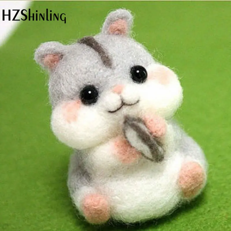 Non-Finished Handmade Squirrel Toy Doll Wool Felt Poked Kitting DIY Cute Animal Pet Wool Felting Package