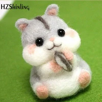 non finished handmade squirrel toy doll wool felt poked kitting diy cute animal pet wool felting package