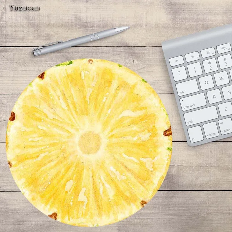 Yuzuoan фруктовый стиль оранжевый ананас 200x200x2 мм круговой резиновый игровой коврик