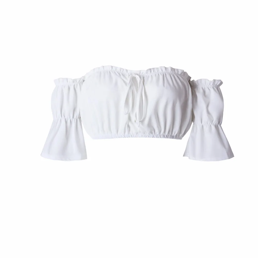 Красный Slash шеи Блузка рубашка Для женщин укороченный Топы корректирующие с