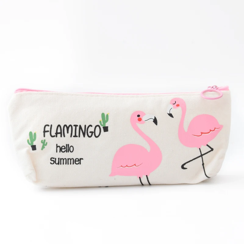 

Kawaii Cute Flamingo Canvas Pencil Case Pen Pouch School Office Supply Stationery Cosmetic Storage Bag Student Pencilcase Gift