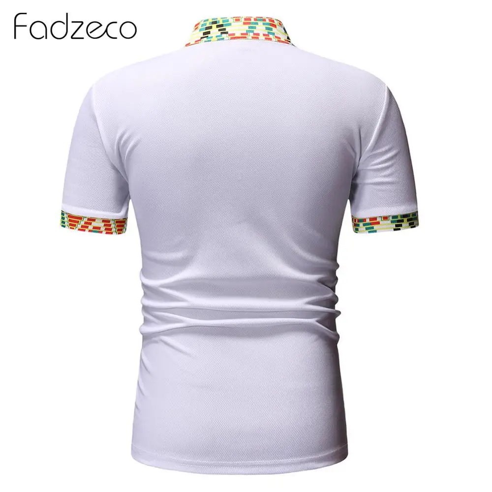 Fadzeco Мужская африканская футболка летняя Дашики короткий рукав воротник Анри