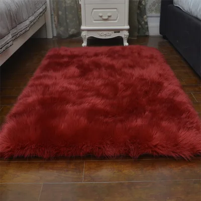 Wine red Черный, белый, синий, зеленый ковер из искусственного меха, круглый ковер, американский, русский, скандинавский, простой, простой, домашний декор, для помещений, серый - Цвет: Wine red