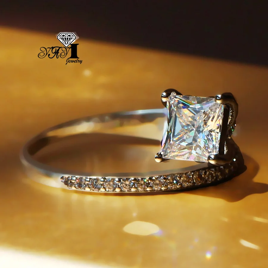 YaYI Jewelry Fashion Princess Cut 3.2CT White Zircon Silver Color Engagement Rings wedding Party | Украшения и аксессуары