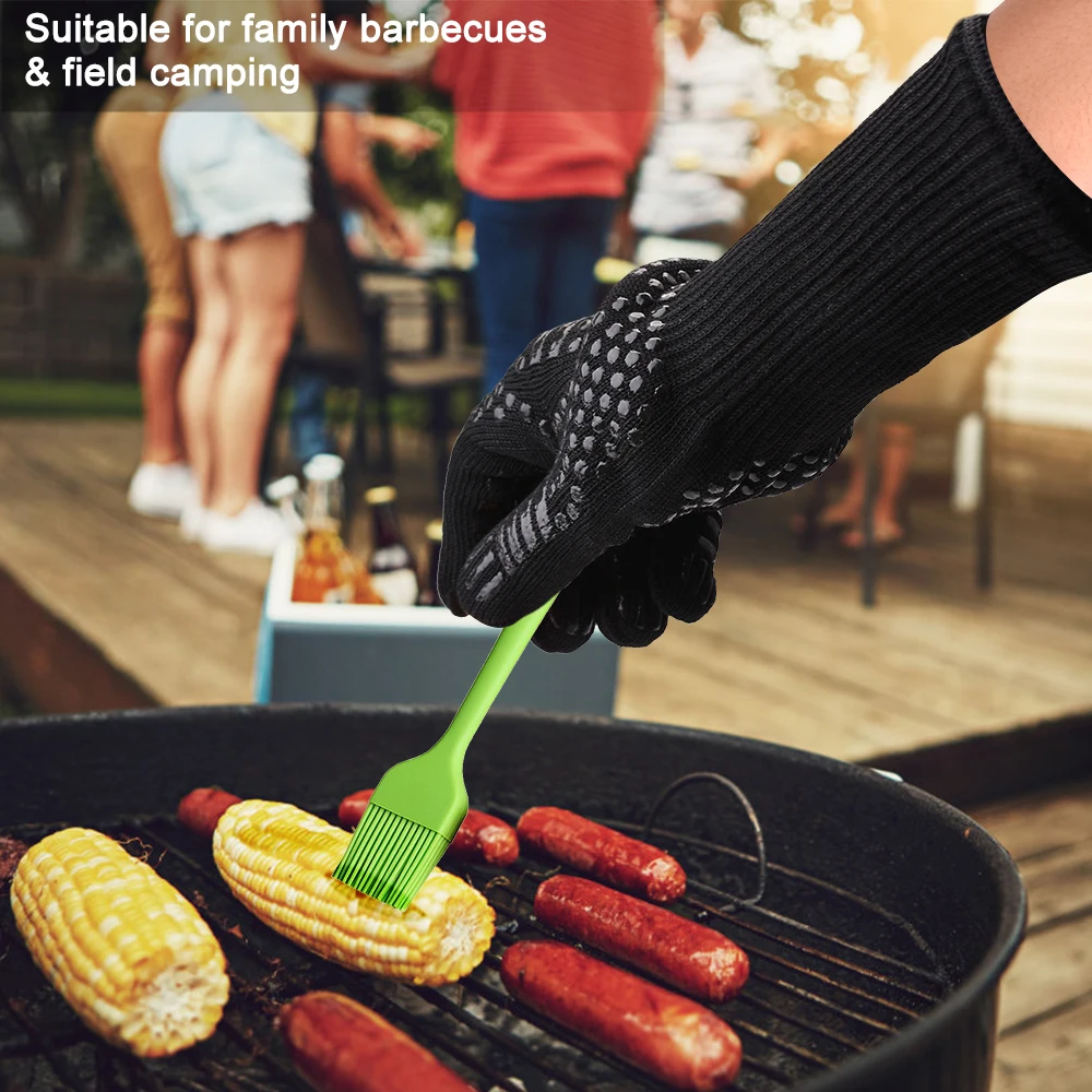Кухонные силиконовые перчатки термостойкие толстые огнеупорные для барбекю