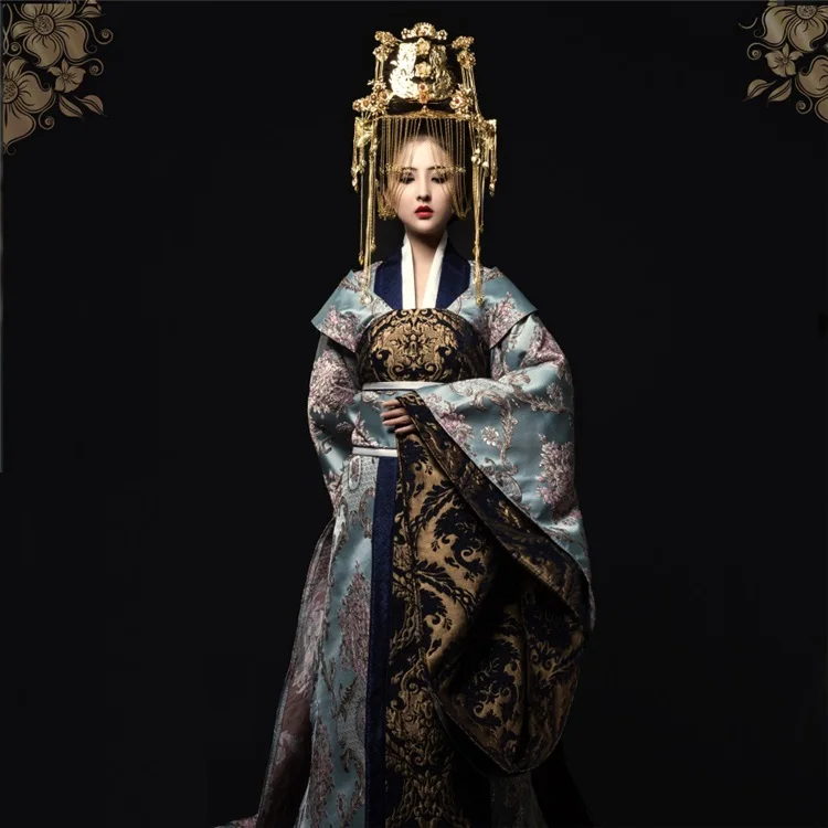 costume n hair set Jiu Qing Великолепный костюм императрицы для ТВ Игры принцесса вейянг костюм тематическая фотография ханьфу, Косплей длинный хвост - Цвет: costume n hair set