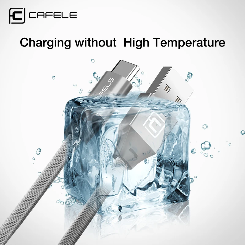 Кабель Cafele Type-C для быстрой зарядки USB Huawei P20 Xiaomi Samsung S9 S8 OnePlus 5 текстильный плетеный