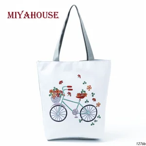 Новая пляжная сумка Miyahouse с мультяшным принтом, женская сумка через плечо, холщовые женские сумки для покупок, сумка, большая Вместительная женская сумка-тоут