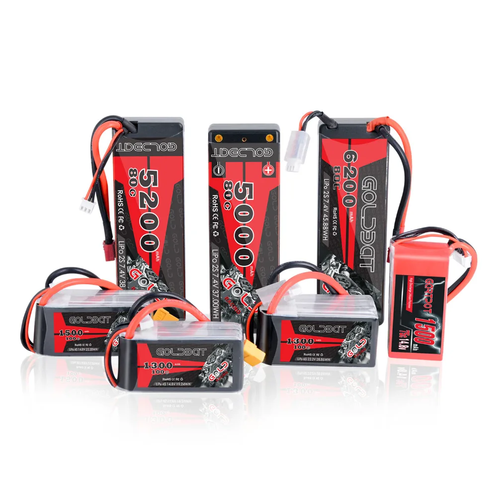 Аккумулятор GOLDBAT lipo 7 4 В 11 1 14 8 в 50C 100C 1300 мАч 1500 4000 5000 5200 6200 для pfv RC CAR Helicopter