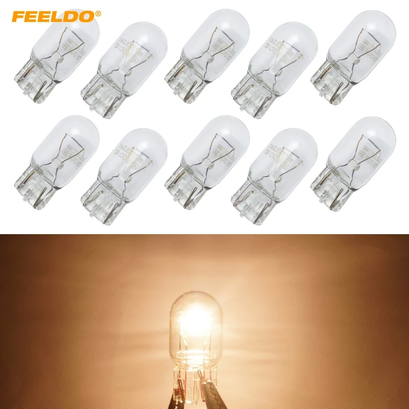 FEELDO 10Pcs Car Halogen Bulb 7440 T20 12V/W21/5W Clear Glass DRL Stop Light Tail Lights Daytime Running Light #FD-1352