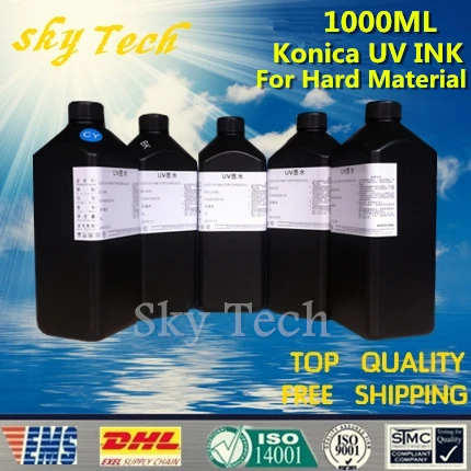 

LED UV INK 1000ML*5 ,UV ink For Konica printhead UV printer .for metal PVC KT Board PMMA etc hard materials,BK C M Y White
