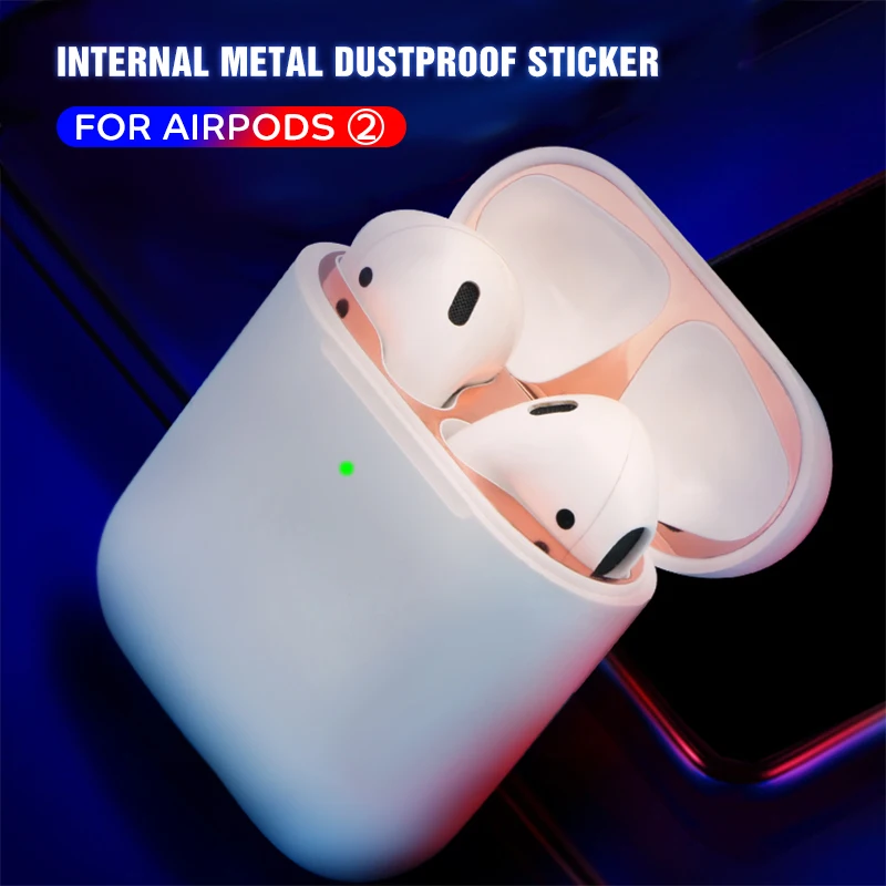 Металлическая защитная наклейка от пыли для Apple AirPods 2 внутренняя Защитная крышка
