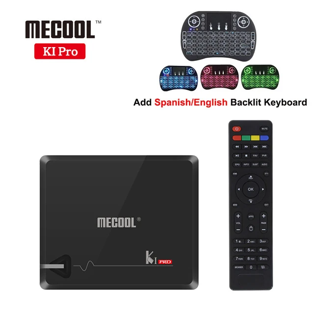 Add Spainsh Blacklit MECOOL KI PRO Android 7,1 ТВ коробка K1 pro Amlogic S905D 4 ядра 64 бит DVB-T2 DVB-S2 DVB-C 2G/16G Декодер каналов кабельного телевидения NEWCAMD - Цвет: Add Spainsh Blacklit