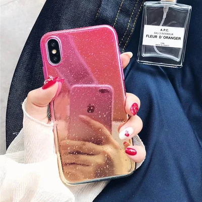 d Чехол для телефона SUYACS для iPhone XS Max XR 6 6S 7 8 Plus X, Горячая Красота, зеркальный градиентный жесткий чехол для телефона из поликарбоната, чехол в подарок - Цвет: d