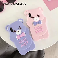 3d cute cartoon bow bear soft silicone case phone back cover for iphone 11 12 13 pro max mini 5 5c se 6 6s 7 8 plus x xr xs max