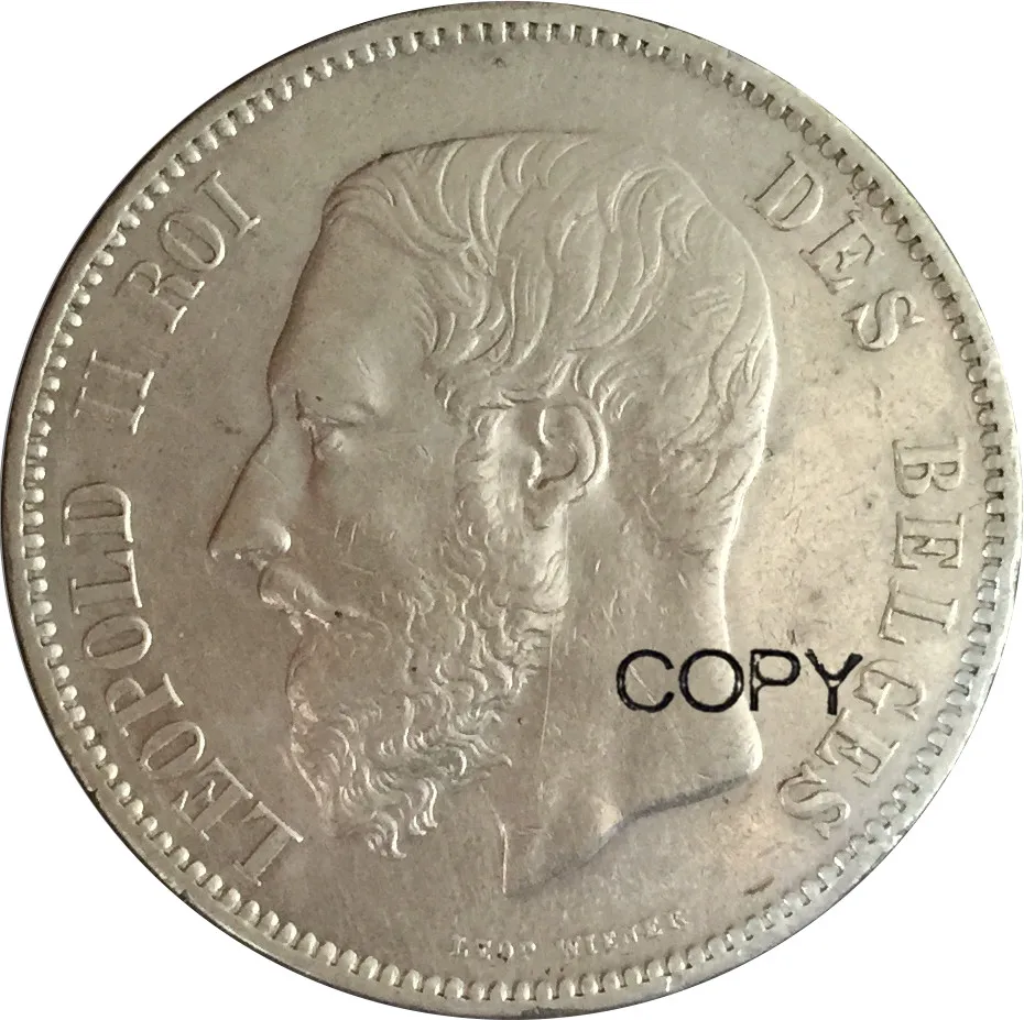 1873 Бельгия 5 франков леополд II старые серебряные копии монет|coin coins|coin oldcoin france |