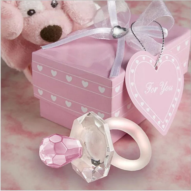 

baby shower favor gift and giveaways for guest -- Crystal Pink Pacifier Baby Shower baptism favor party gifts present 45pcs/lot