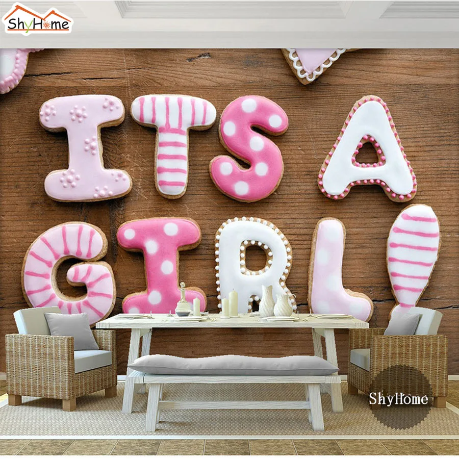 Милые 3D обои для детской комнаты с надписью It's a Girl и изображением деревянных