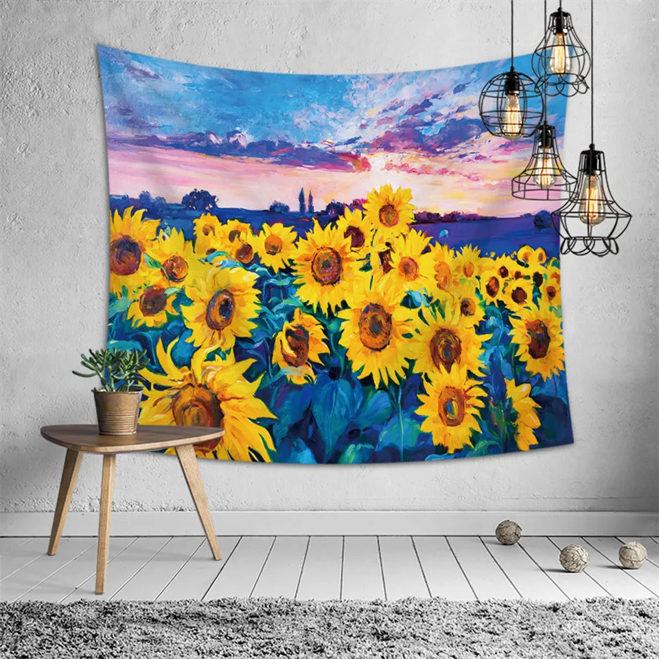 

SOFTBATFY Sunflower Tapestry Headboard Wall Art Bedspread Dorm Tapestry Home Decor