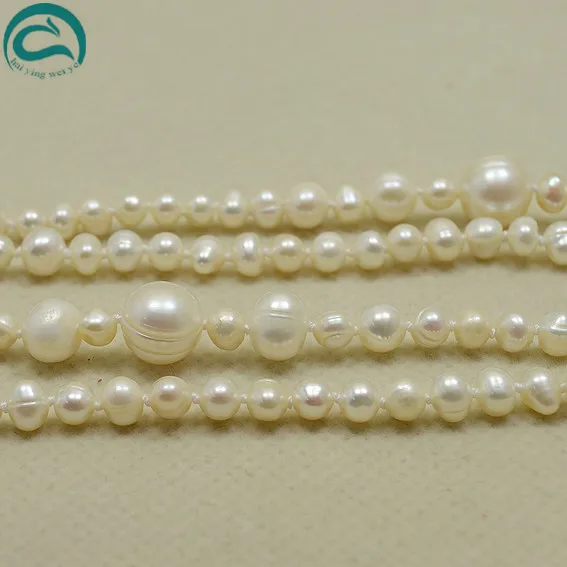 150CM Long Pearl Jewellery White Color Natural Freshwater Necklace 5-11mm Mixes Size Perfect Party Women Gift | Украшения и