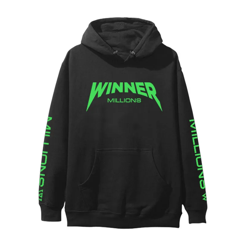 Черный WXCTEAM Kpop Winner Everywhere Concert хлопковый пуловер толстовка модная толстовка с капюшоном зимняя флисовая верхняя одежда - Цвет: Черный