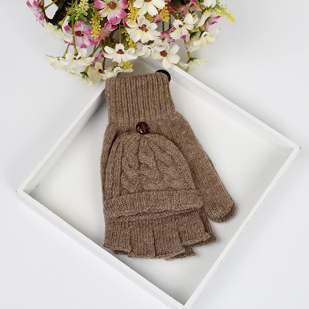 

Women Fashion Mitten Warm Gloves Female Fingerless Gloves Girl Woolen Knitting Gloves