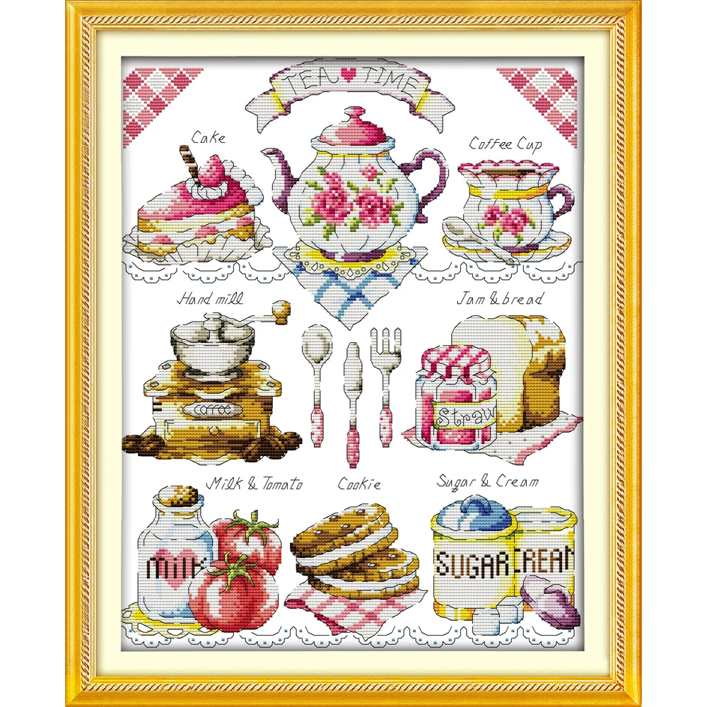 

Everlasting Love Christmas Tea Time (2) Ecological Cotton Chinese Cross Stitch Kits Counted Stamped 11 CT Store Sales Promotion