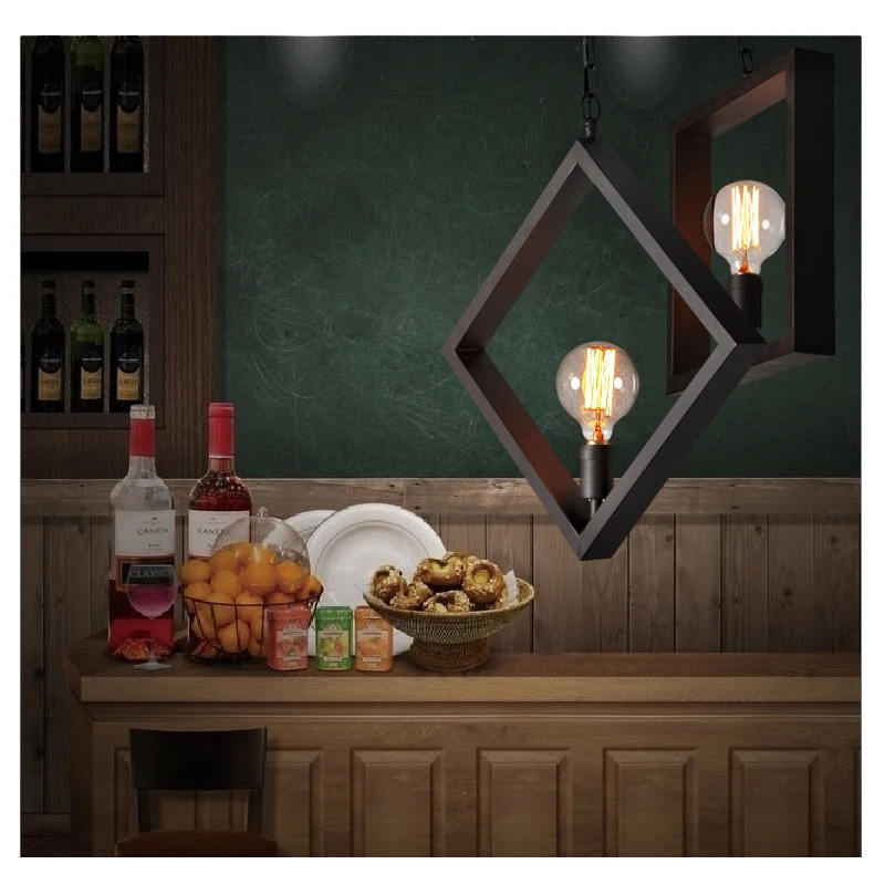 1 шт. Ретро черный ржавый бар свет Kithchen квадратный гладить Открытый Подвесные