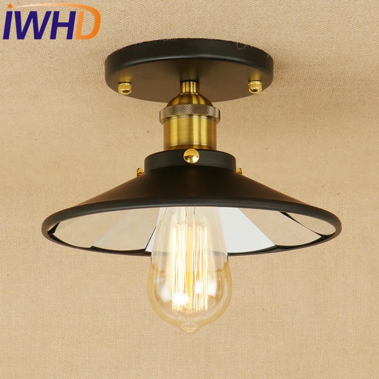

IWHD Mirror Glass Iron Vintage Ceiling Light Fixtures Loft Edison Industrial Ceiling Lamp Hallway Antique Home Lighting Lustre