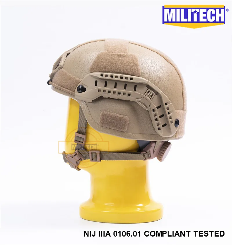 MILITECH Desert Earth MICH NIJ level IIIA 3A Tactical Bulletproof Aramid Helmet ACH ARC OCC Dial Liner Aramid Ballistic Helmet