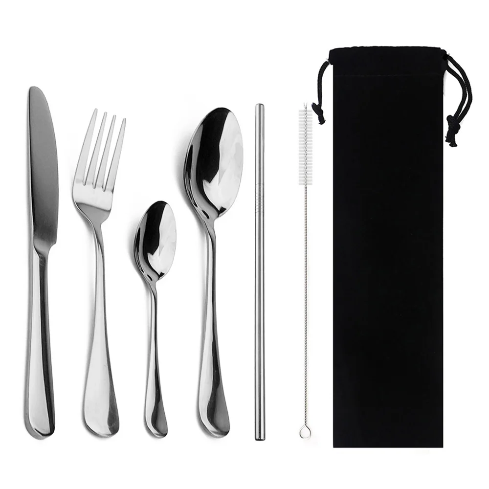 7 шт./компл. столовая посуда набор нержавеющая сталь серебряные столовые приборы
