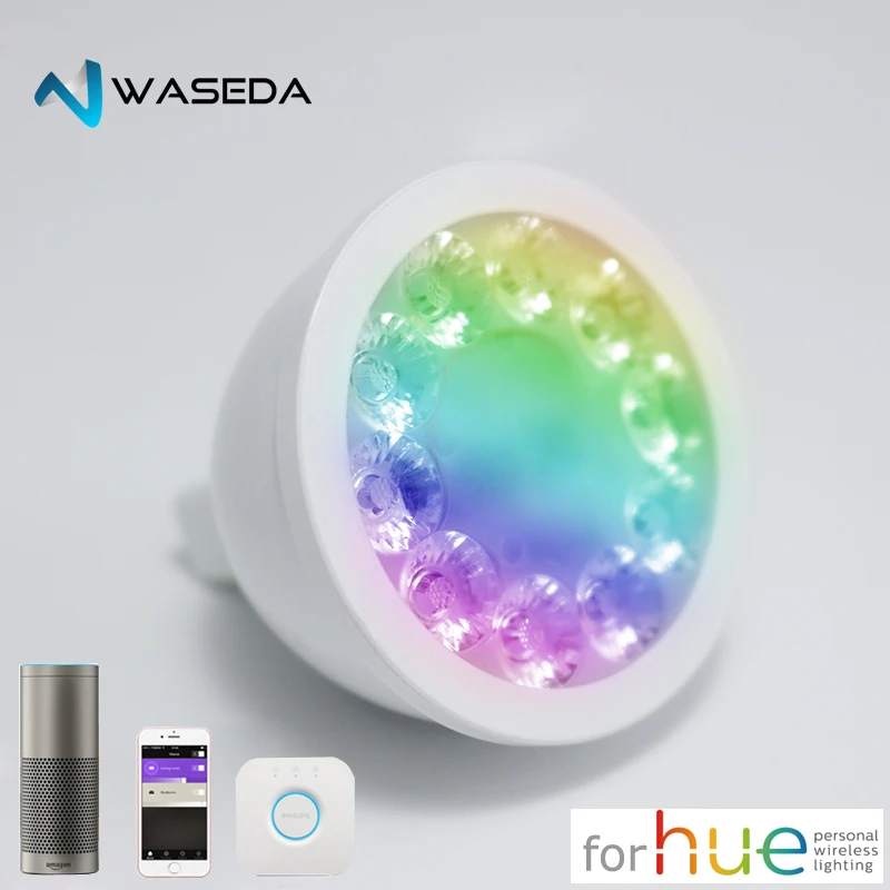 Светодиодный прожектор Waseda Zigbee RGBW GU10 kleur veranderende zigbee zll link Светодиодная лампа